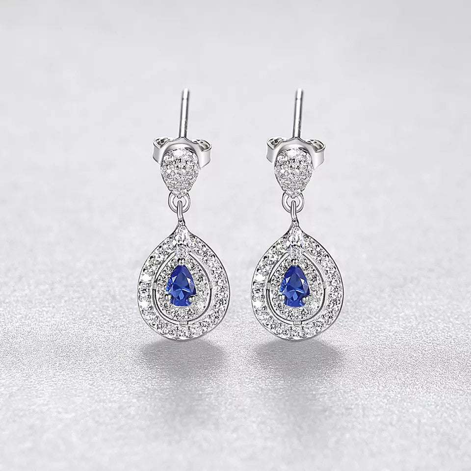 Cercei din argint 925 Safir Albastru 1.7g
