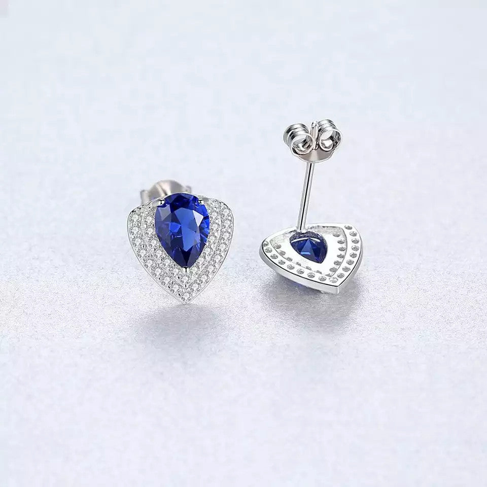 Cercei din argint 925 Safir Albastru 1.7g