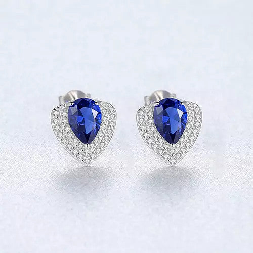 Cercei din argint 925 Safir Albastru 1.7g