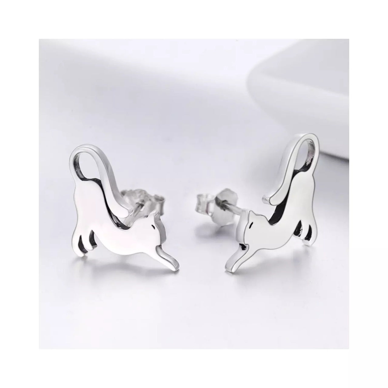 Cercei din argint Adorable Cat, Argint 925, Pentru Femei 2.22g
