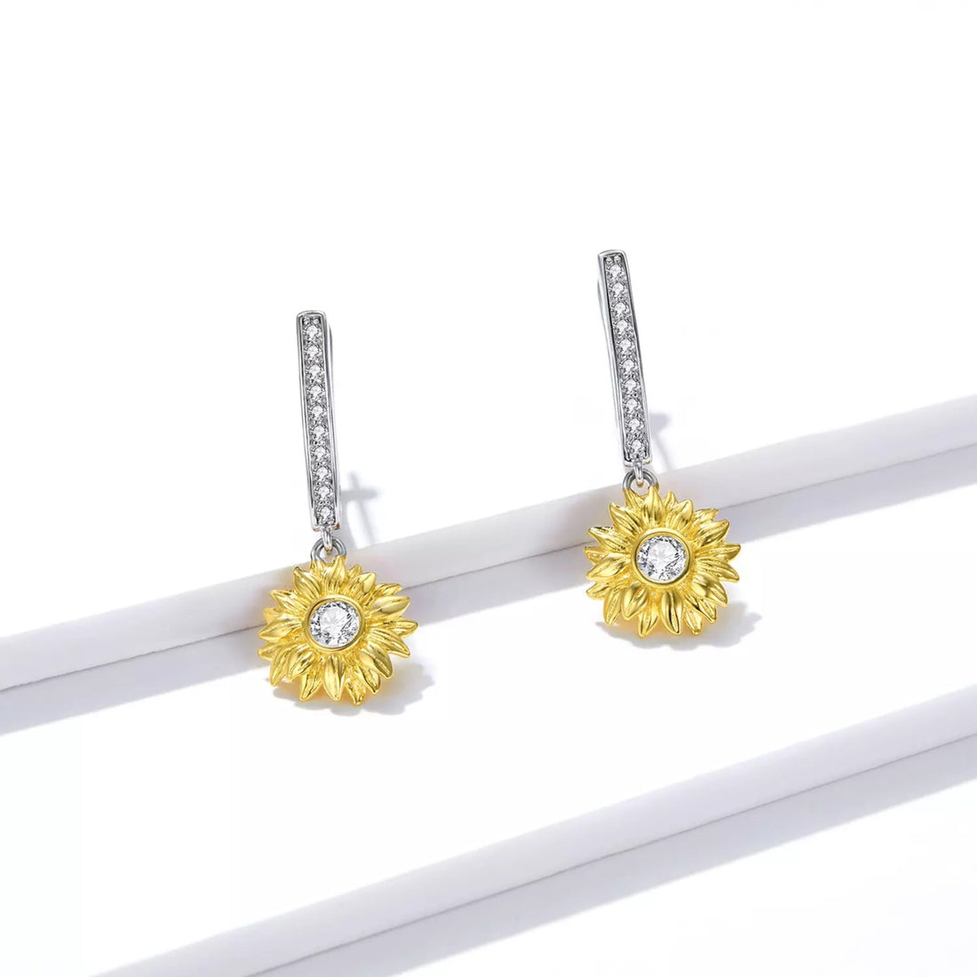 Cercei din argint Amazing Sunflower, Argint 925, Pentru Femei 3.18g