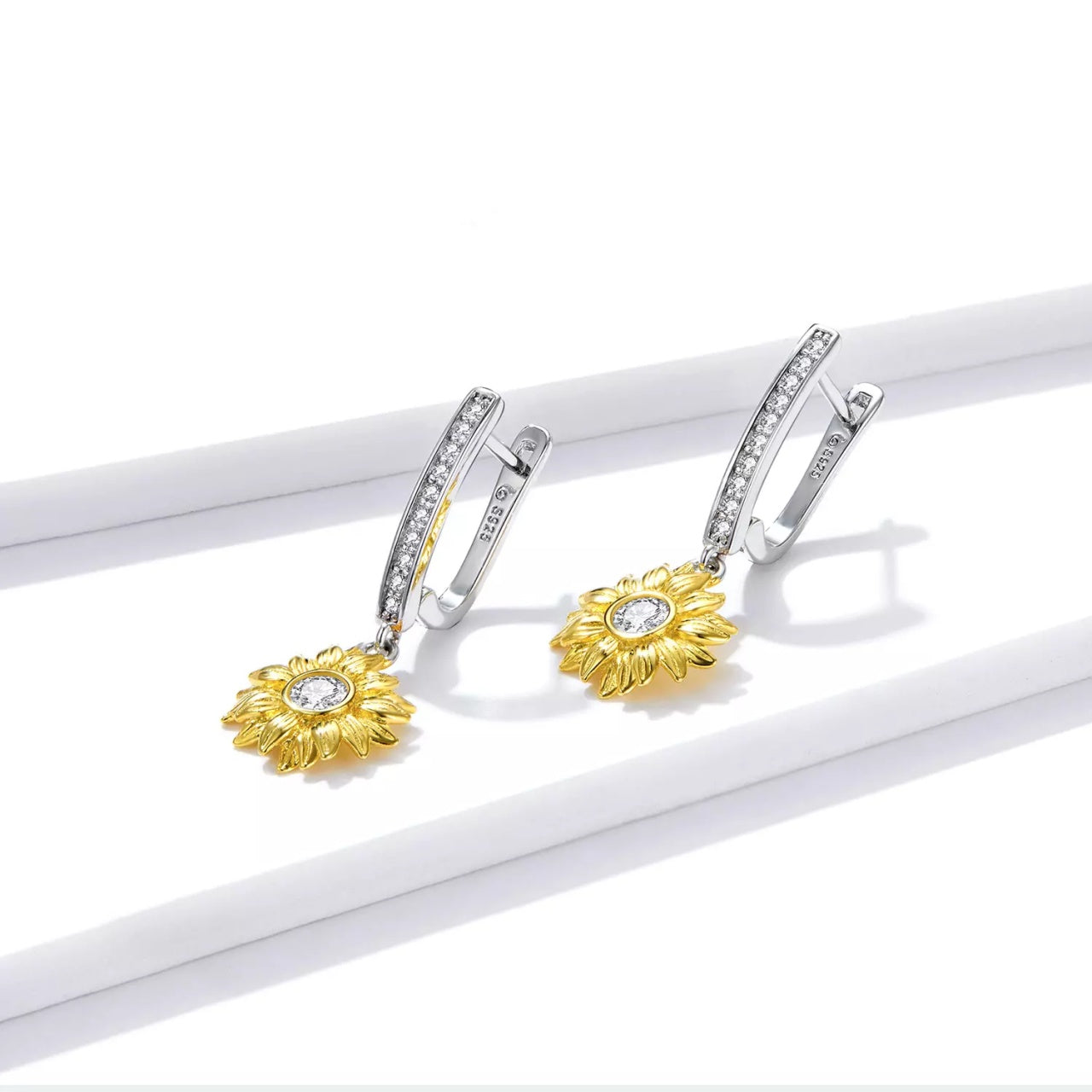 Cercei din argint Amazing Sunflower, Argint 925, Pentru Femei 3.18g