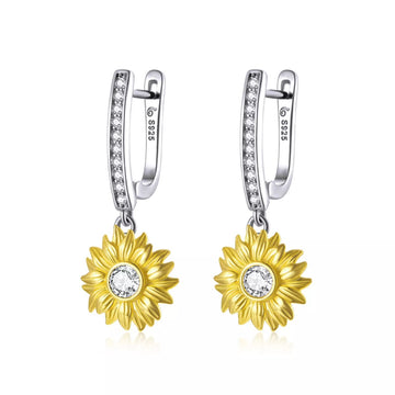 Cercei din argint Amazing Sunflower, Argint 925, Pentru Femei 3.18g