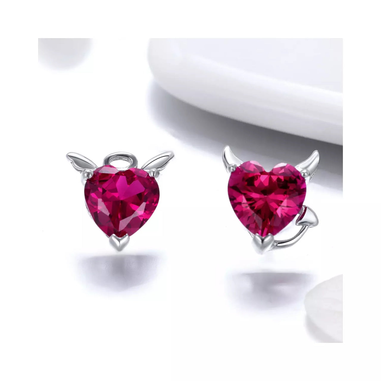 Cercei din argint Angel and Devil, Argint 925, Pentru Femei