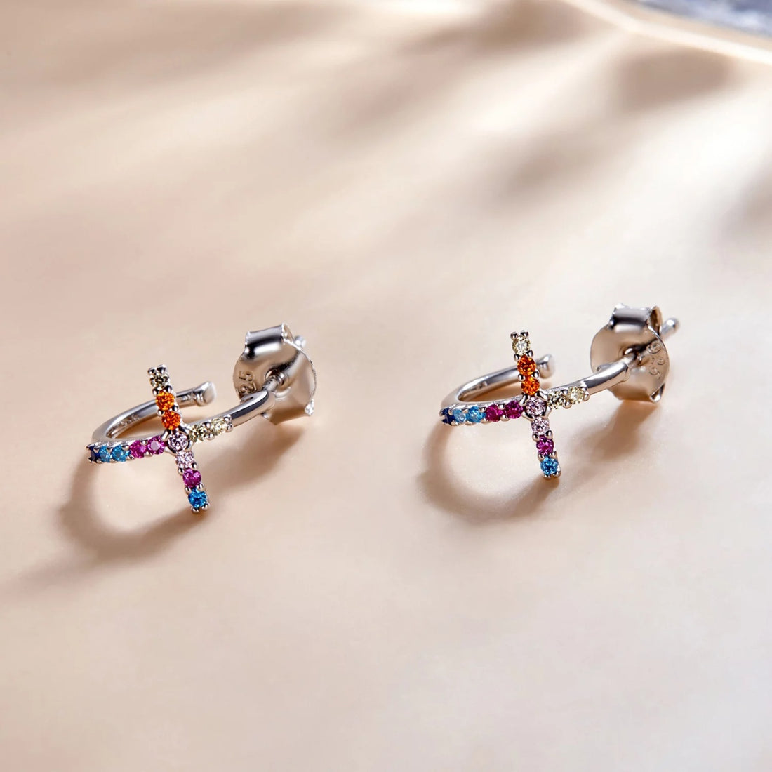 Cercei din argint Arched Rainbow Crosses, Argint 925, Pentru Femei