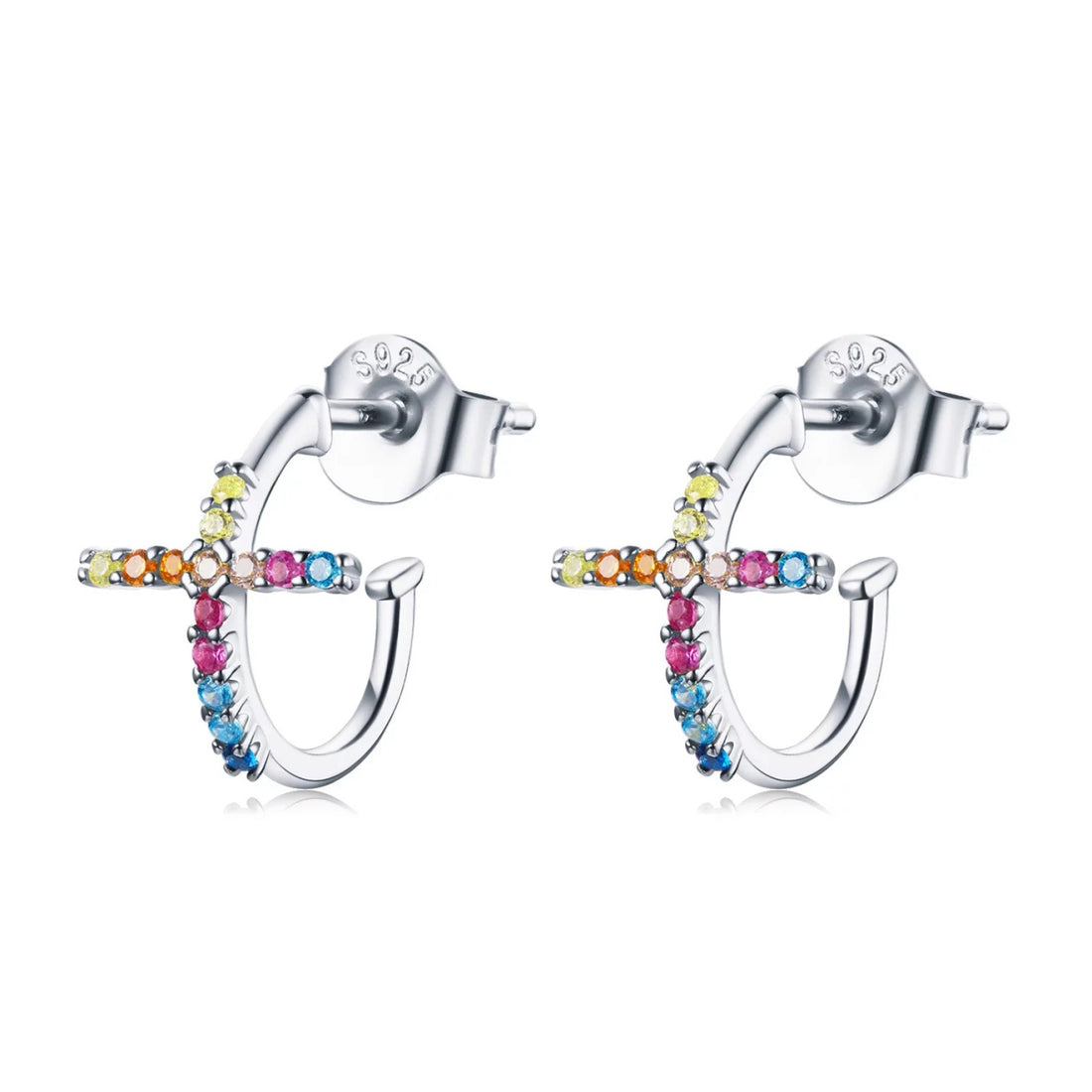 Cercei din argint Arched Rainbow Crosses, Argint 925, Pentru Femei