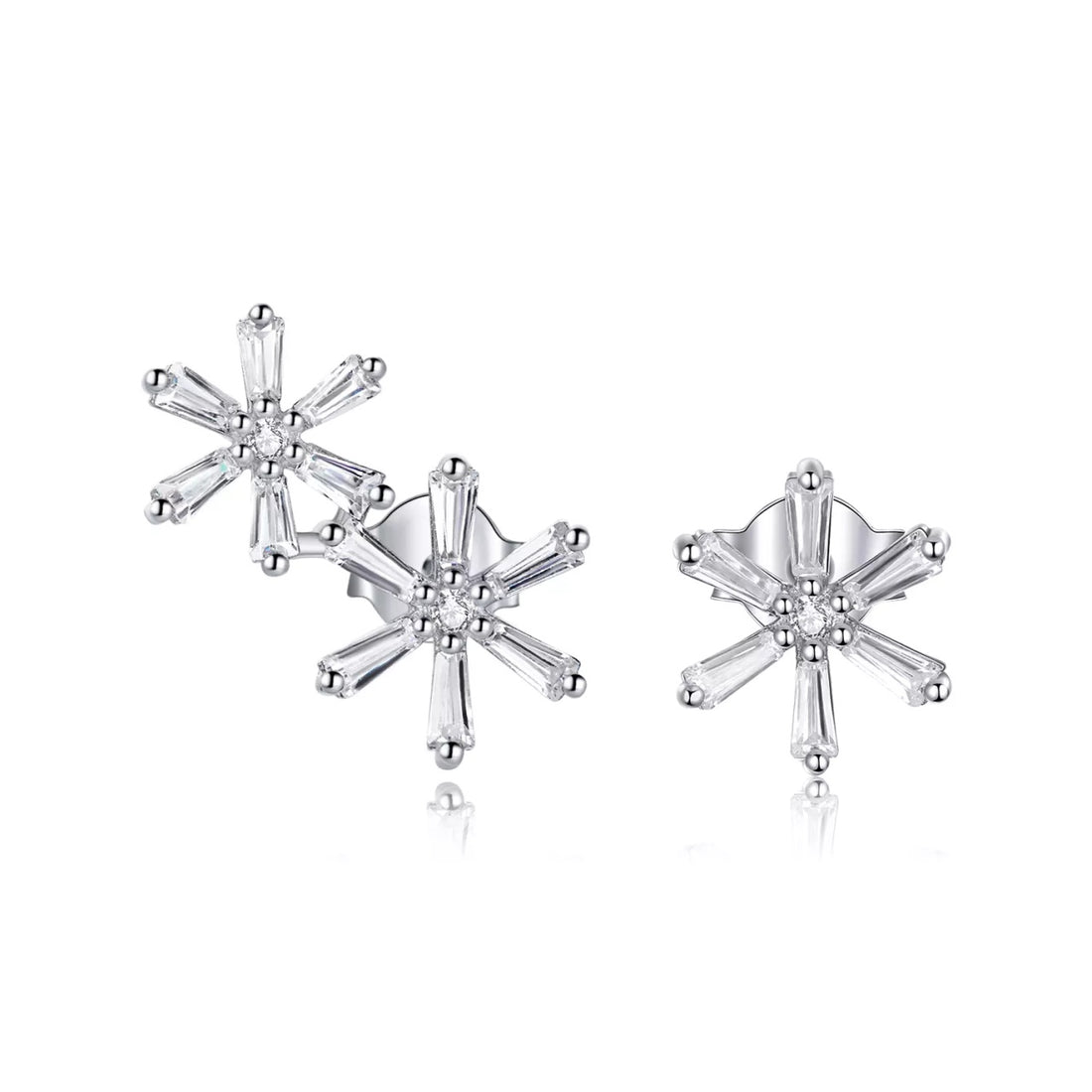 Cercei din argint Asymmetric Flowers, Argint 925, Pentru Femei