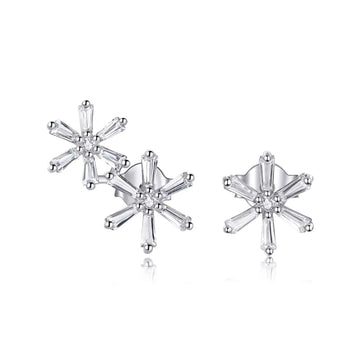 Cercei din argint Asymmetric Flowers, Argint 925, Pentru Femei