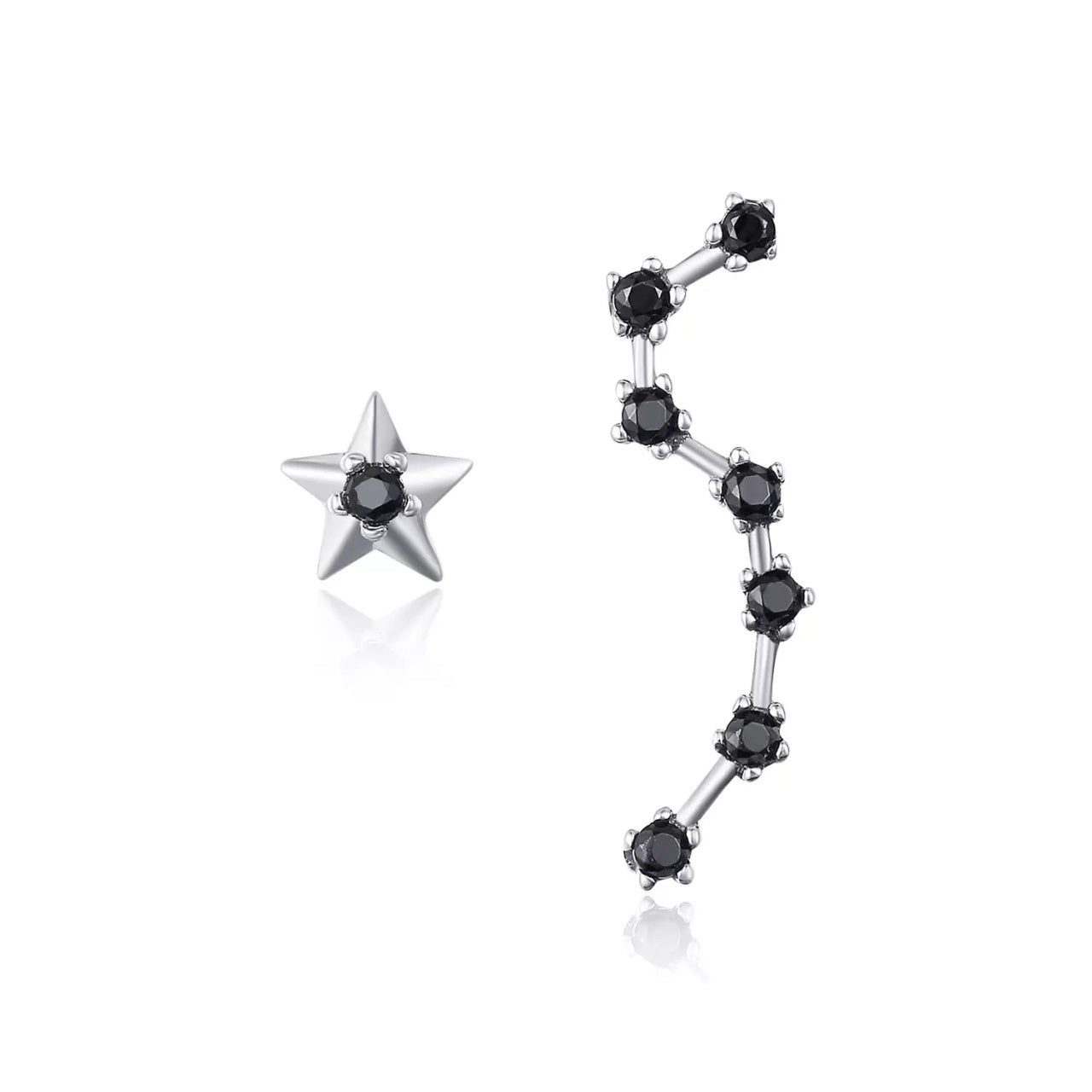 Cercei din argint Asymmetric Stars, Argint 925, Pentru Femei 1.28g