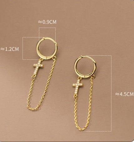 Cercei Din Argint 925 Aurii Model CRUCE 2g