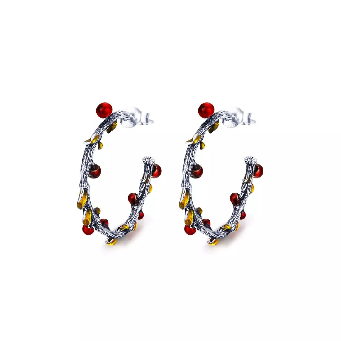 Cercei din argint Autumn Fruits Hoops, Argint 925, Pentru Femei 3g