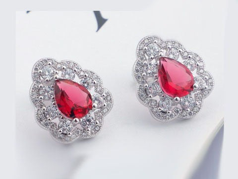 Cercei din Argint 925 Beautiful Red Heart 6g