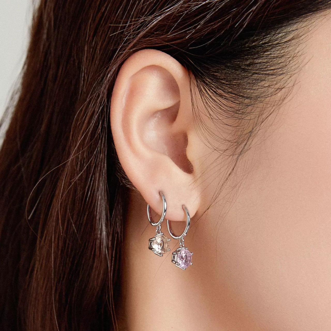 Cercei din argint Beautiful Silver Crystals, Argint 925, Pentru Femei