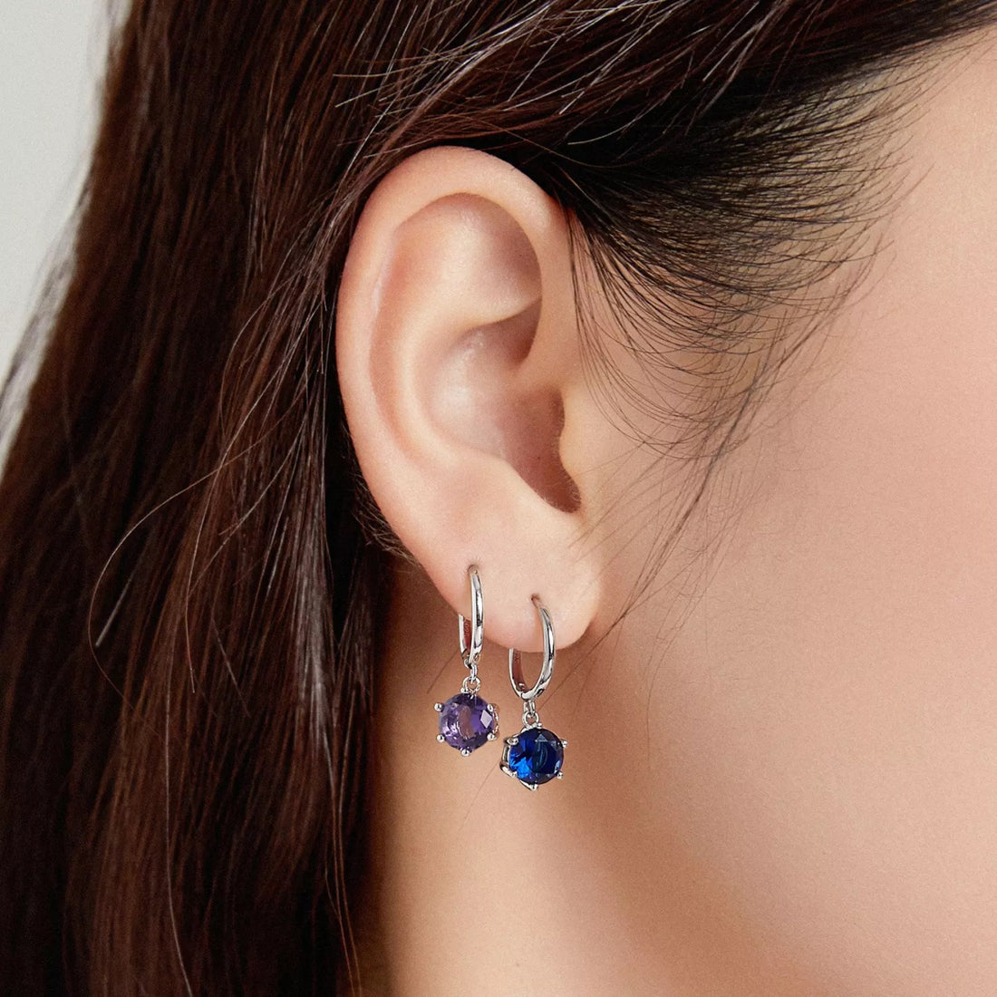 Cercei din argint Beautiful Violet Crystal, Argint 925, Pentru Femei