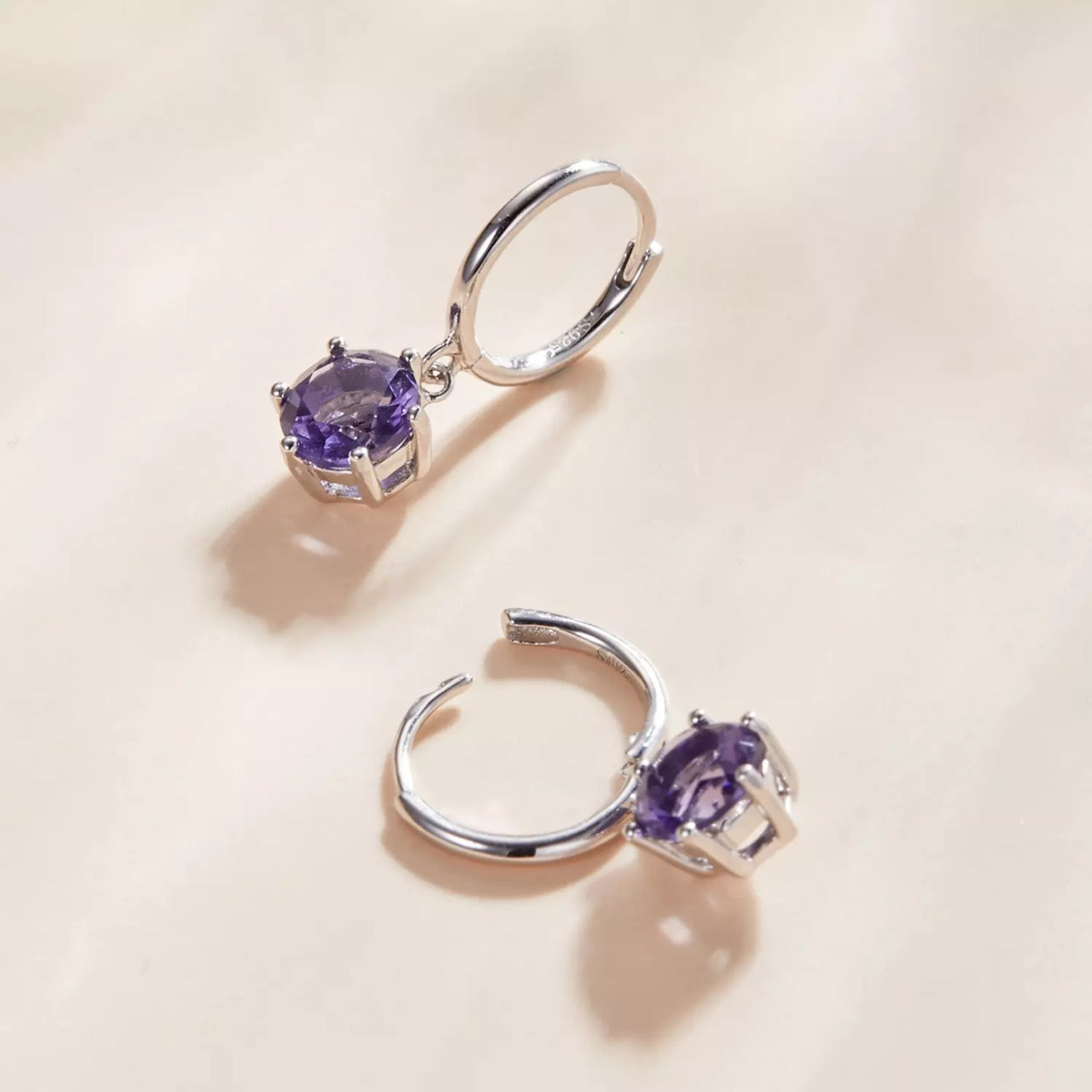 Cercei din argint Beautiful Violet Crystal, Argint 925, Pentru Femei