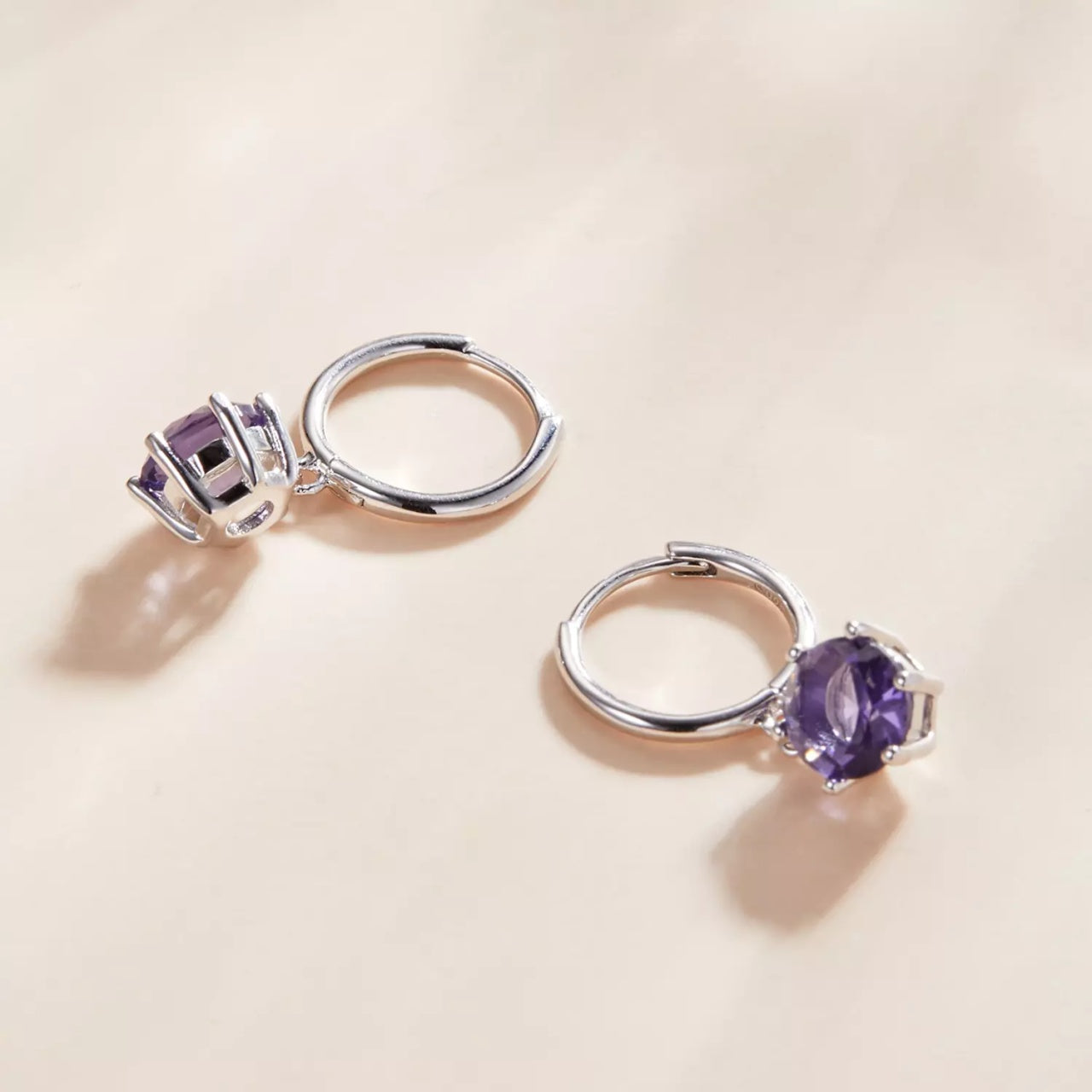 Cercei din argint Beautiful Violet Crystal, Argint 925, Pentru Femei