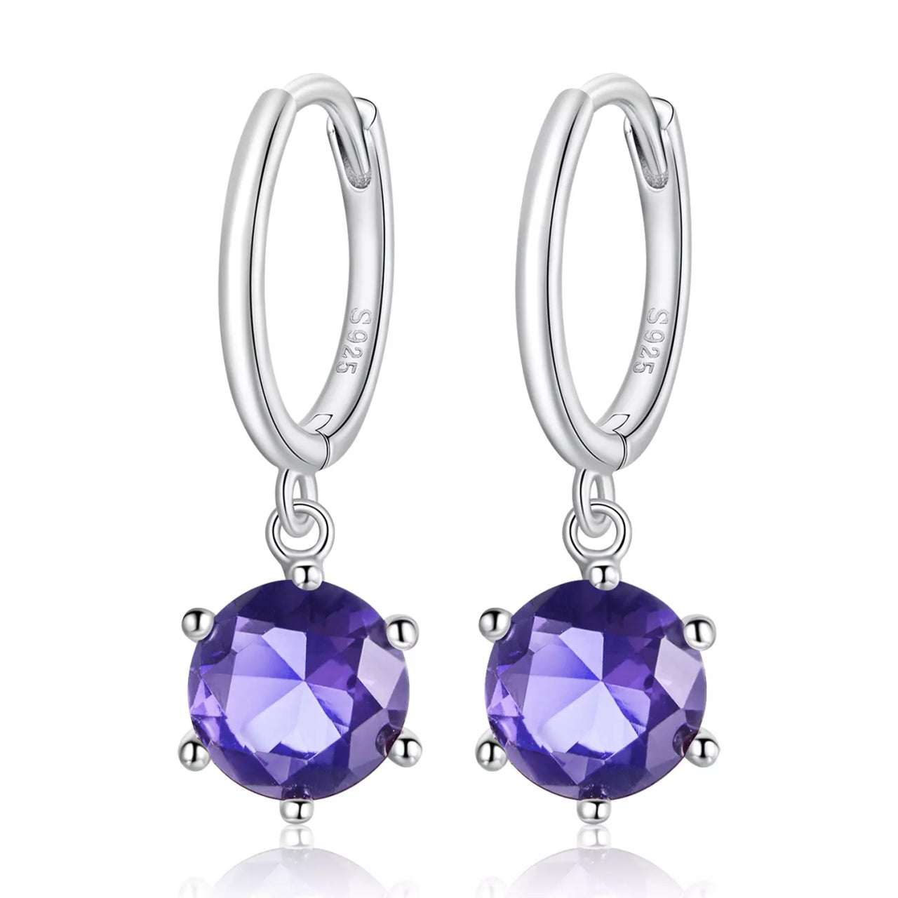 Cercei din argint Beautiful Violet Crystal, Argint 925, Pentru Femei