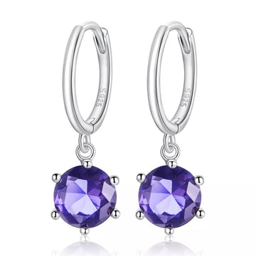 Cercei din argint Beautiful Violet Crystal, Argint 925, Pentru Femei