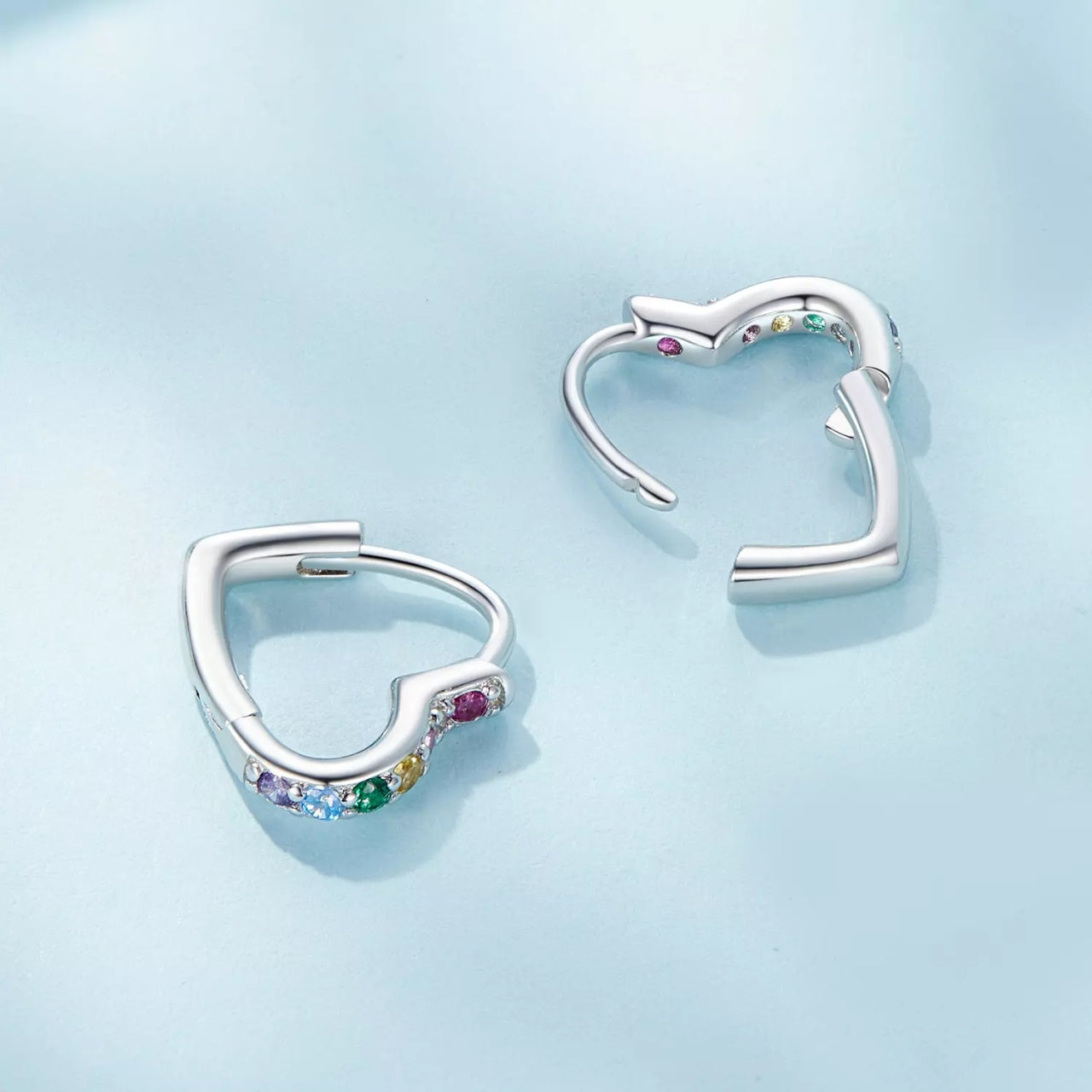 Cercei din argint Big Color Crystal Heart, Argint 925, Pentru Femei