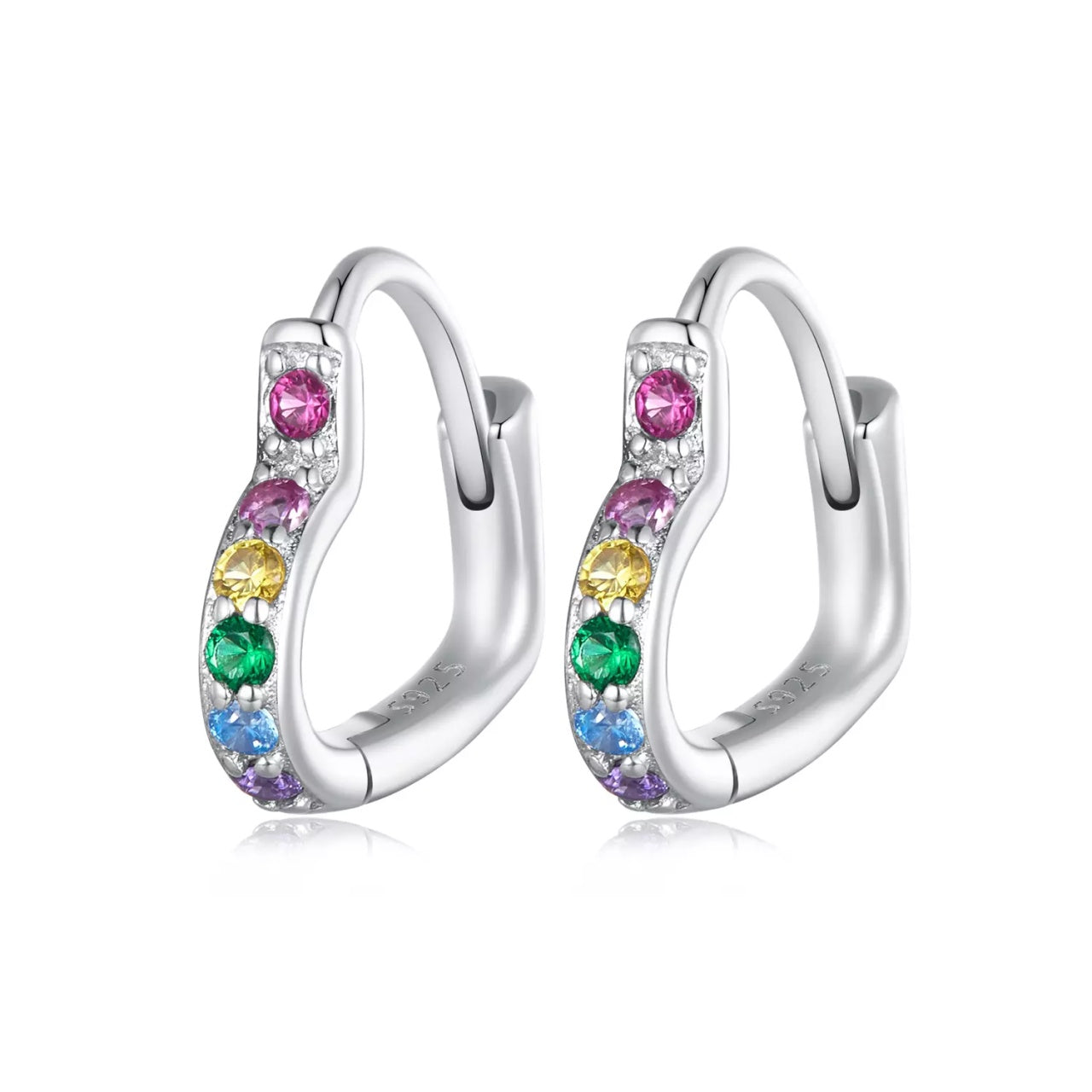 Cercei din argint Big Color Crystal Heart, Argint 925, Pentru Femei