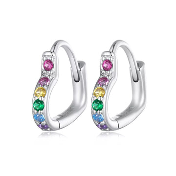 Cercei din argint Big Color Crystal Heart, Argint 925, Pentru Femei