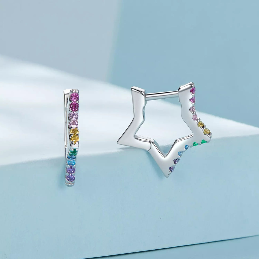 Cercei din argint Big Color Crystal Star, Argint 925, Pentru Femei