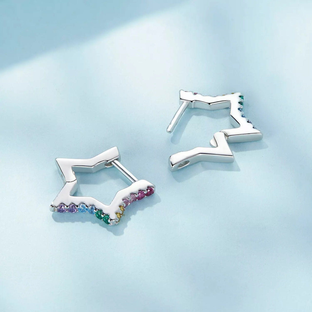 Cercei din argint Big Color Crystal Star, Argint 925, Pentru Femei