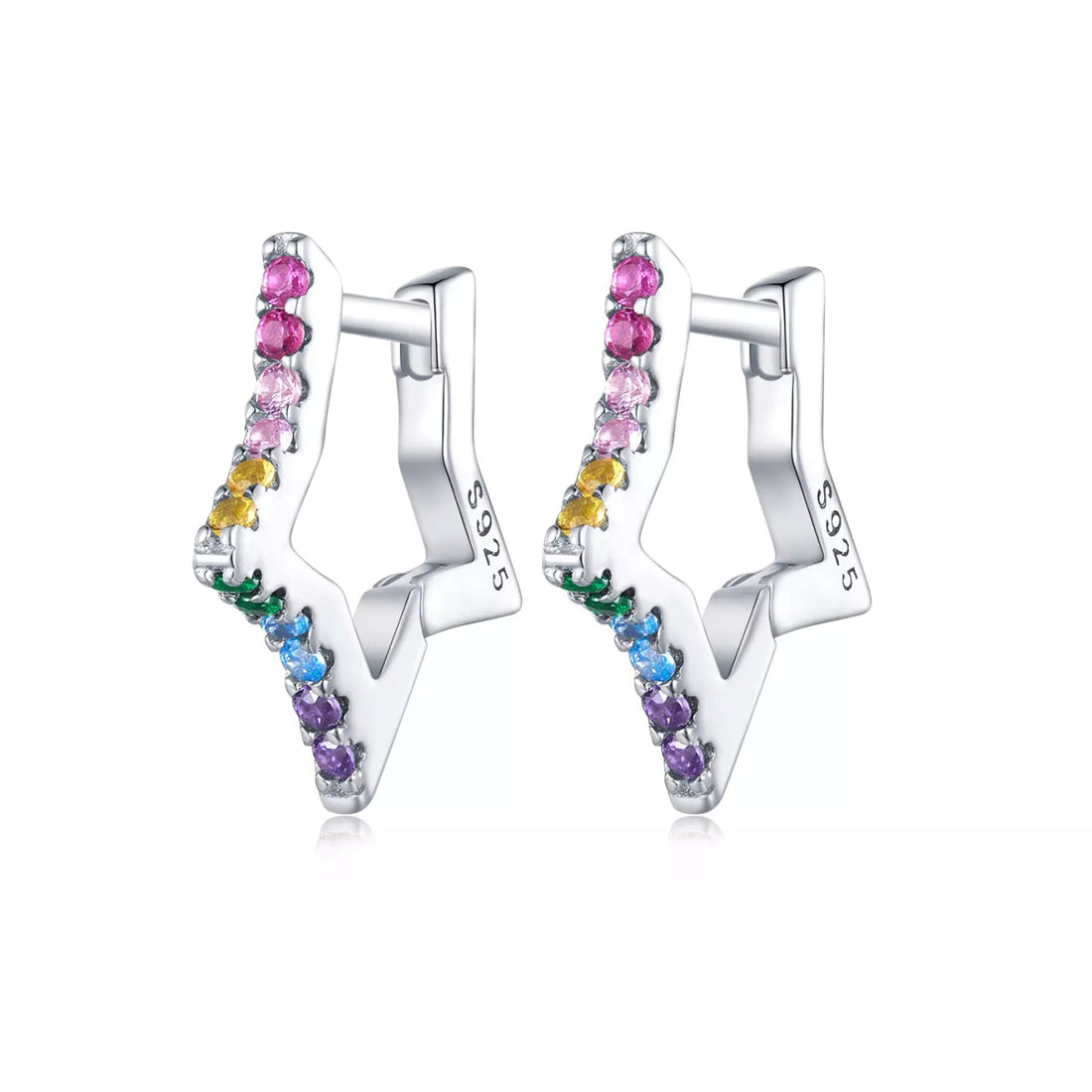 Cercei din argint Big Color Crystal Star, Argint 925, Pentru Femei