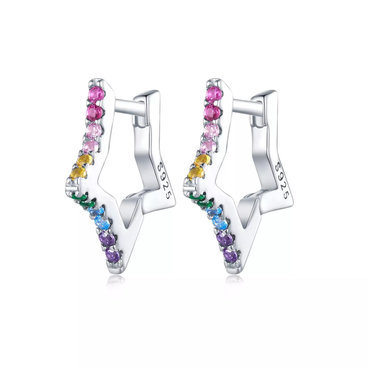 Cercei din argint Big Color Crystal Star, Argint 925, Pentru Femei