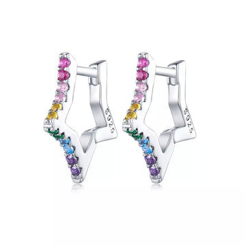 Cercei din argint Big Color Crystal Star, Argint 925, Pentru Femei