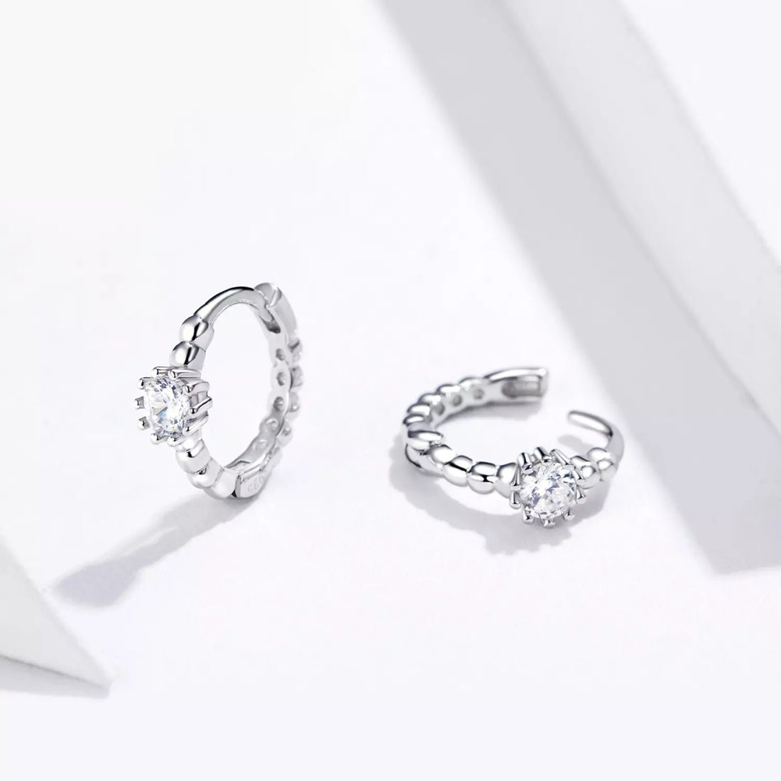 Cercei din argint Big Crystal Hoops, Argint 925, Pentru Femei