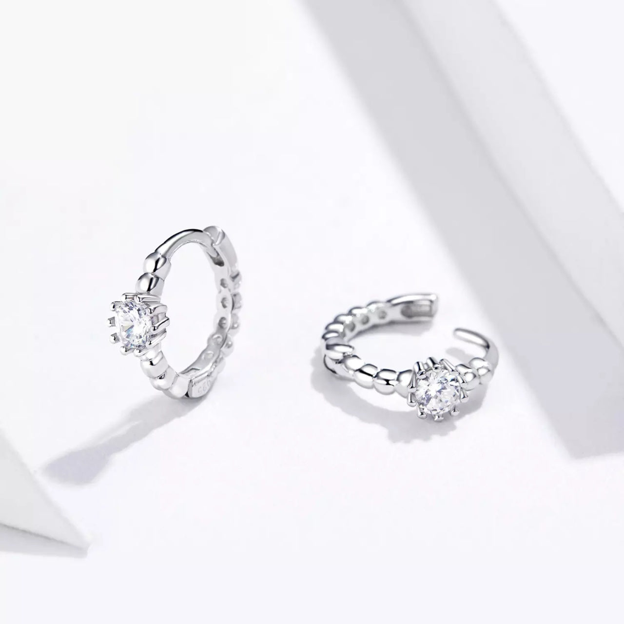 Cercei din argint Big Crystal Hoops, Argint 925, Pentru Femei