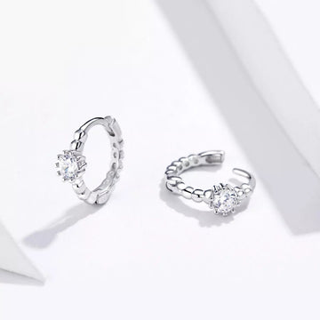 Cercei din argint Big Crystal Hoops, Argint 925, Pentru Femei