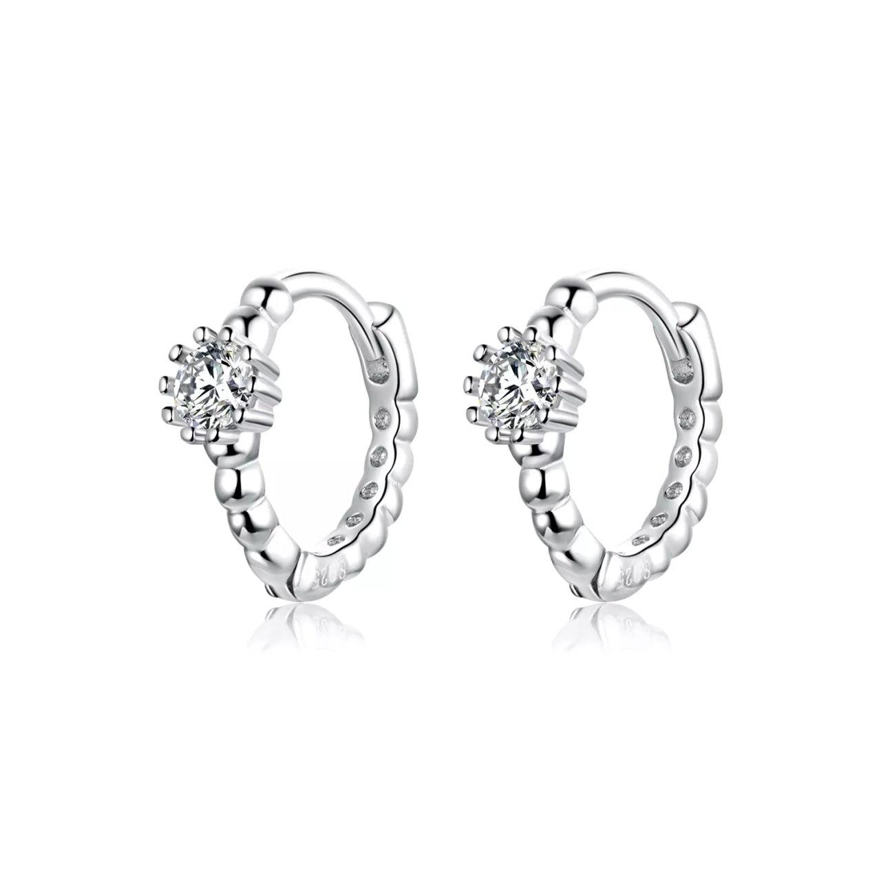 Cercei din argint Big Crystal Hoops, Argint 925, Pentru Femei