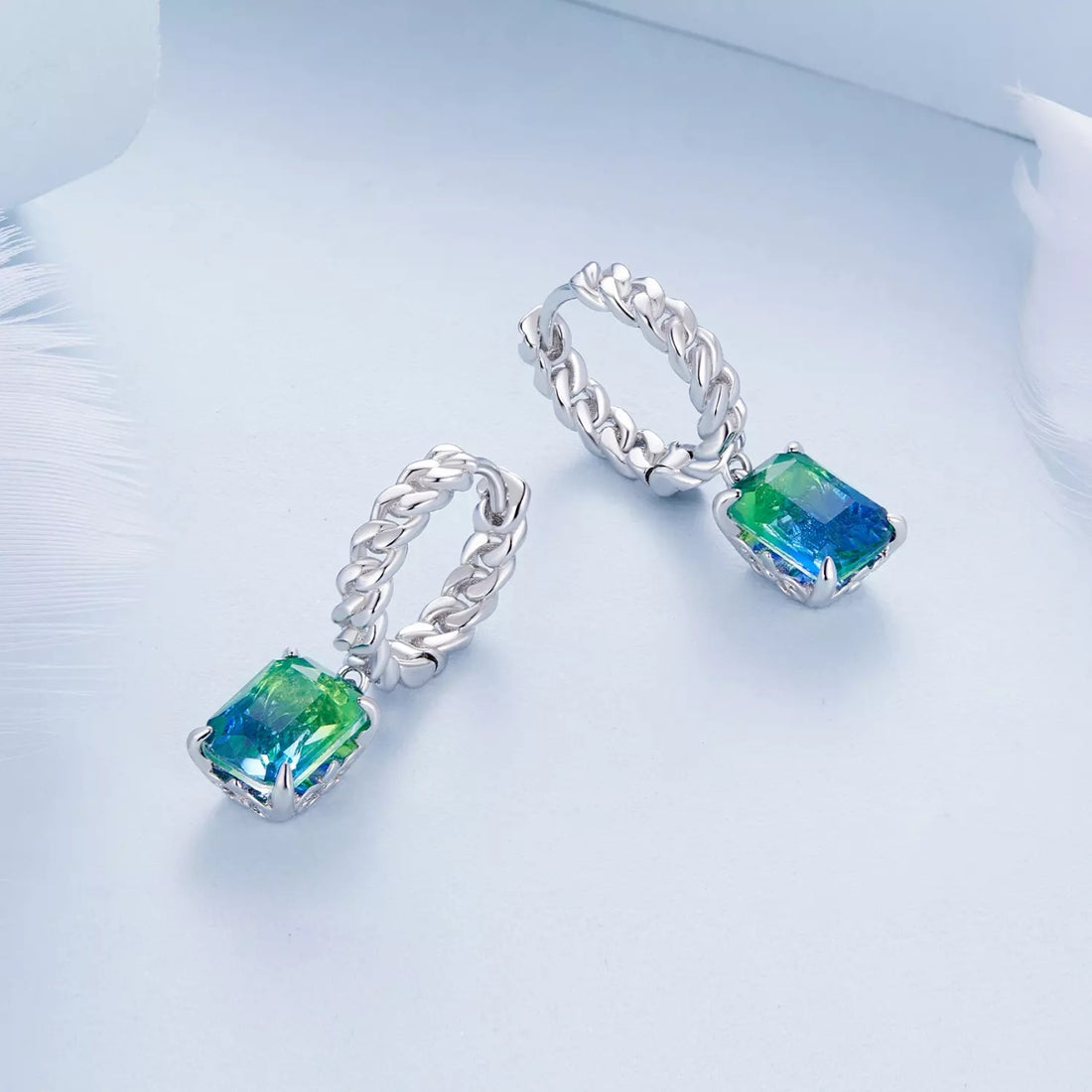 Cercei din argint Big Duo Crystal, Argint 925, Pentru Femei