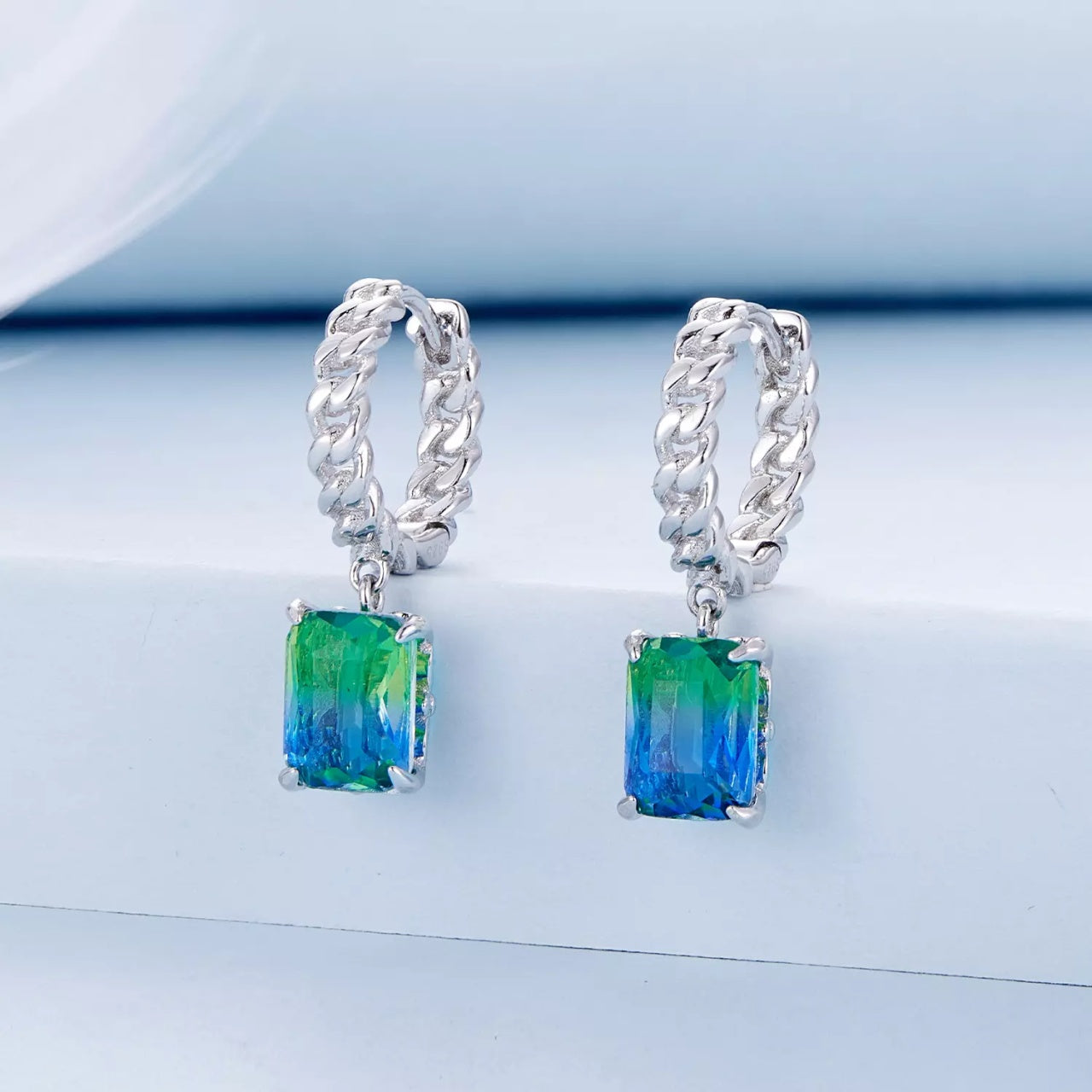 Cercei din argint Big Duo Crystal, Argint 925, Pentru Femei