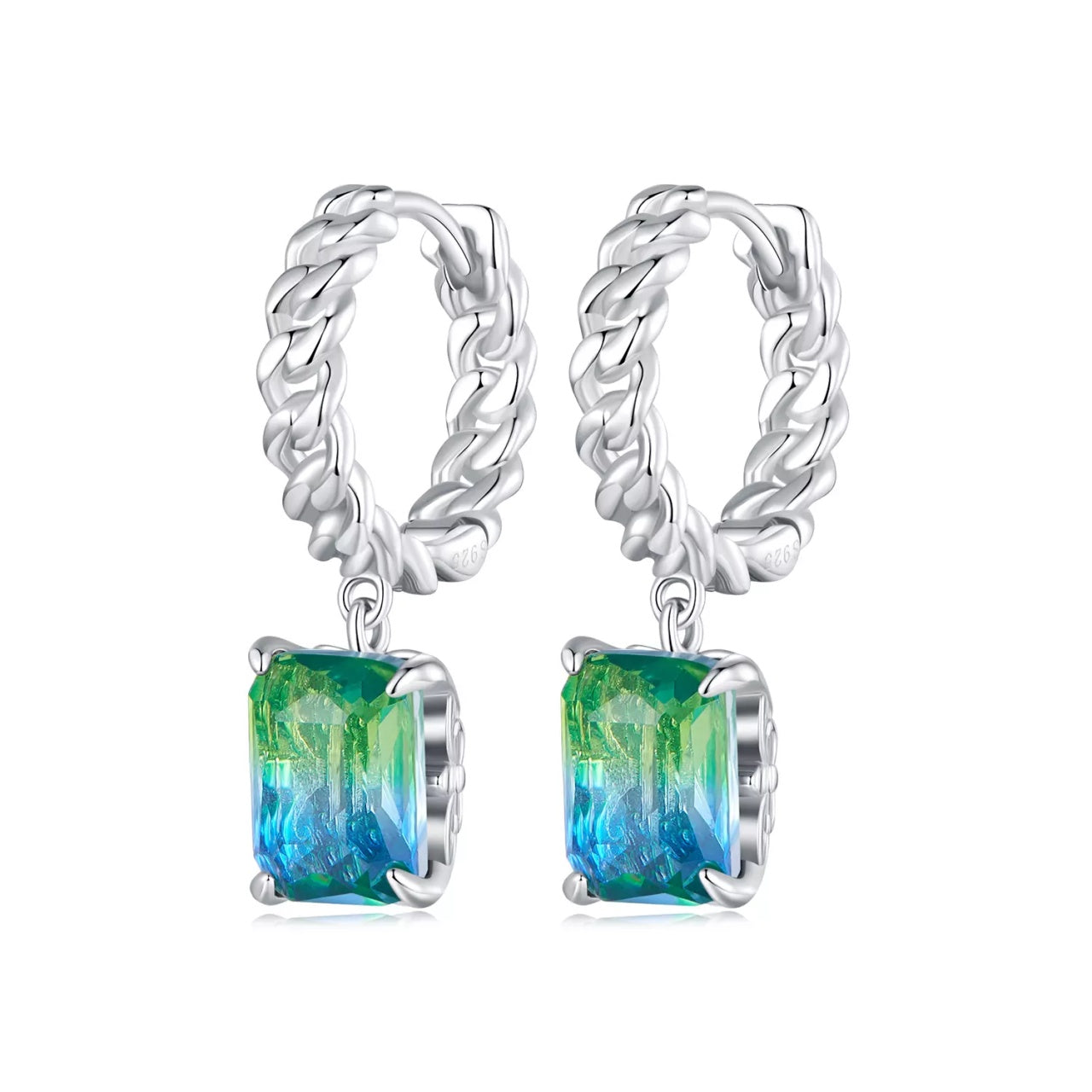 Cercei din argint Big Duo Crystal, Argint 925, Pentru Femei