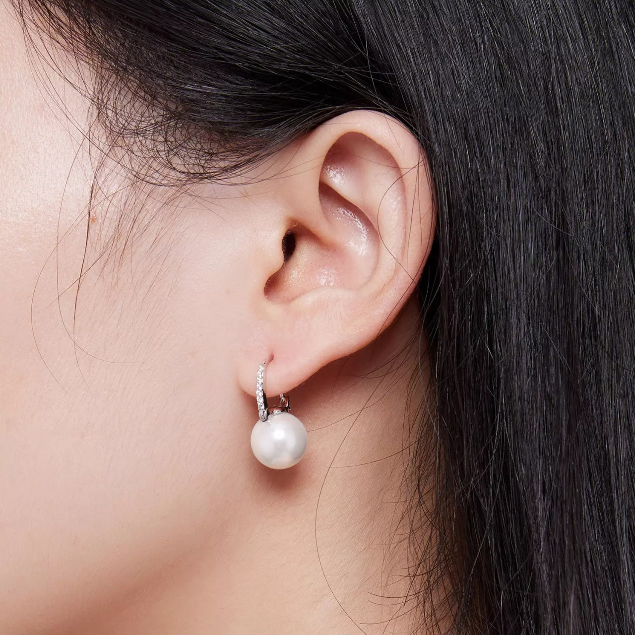 Cercei din argint Big Elegant Pearl, Argint 925, Pentru Femei