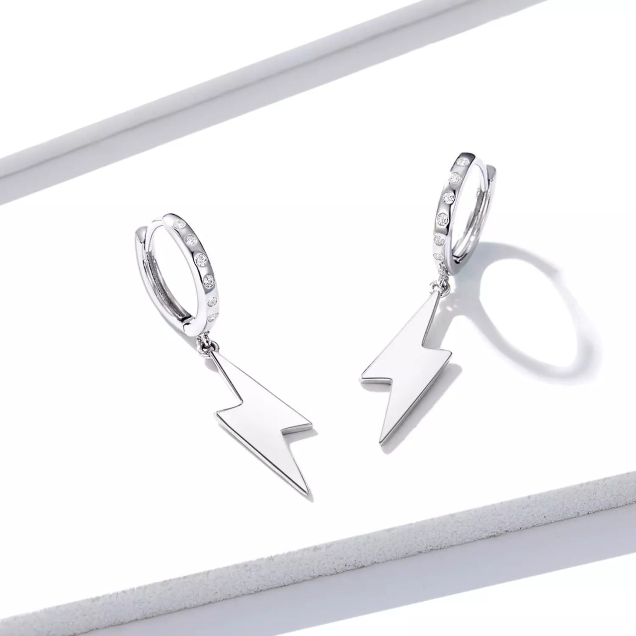 Cercei din argint Big Lightning Hoops, Argint 925, Pentru Femei