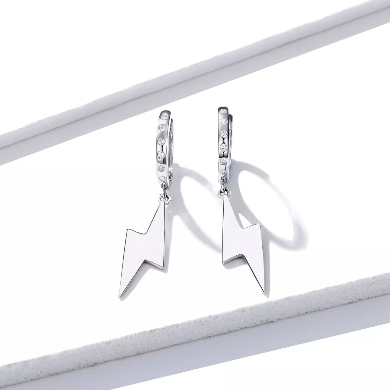 Cercei din argint Big Lightning Hoops, Argint 925, Pentru Femei