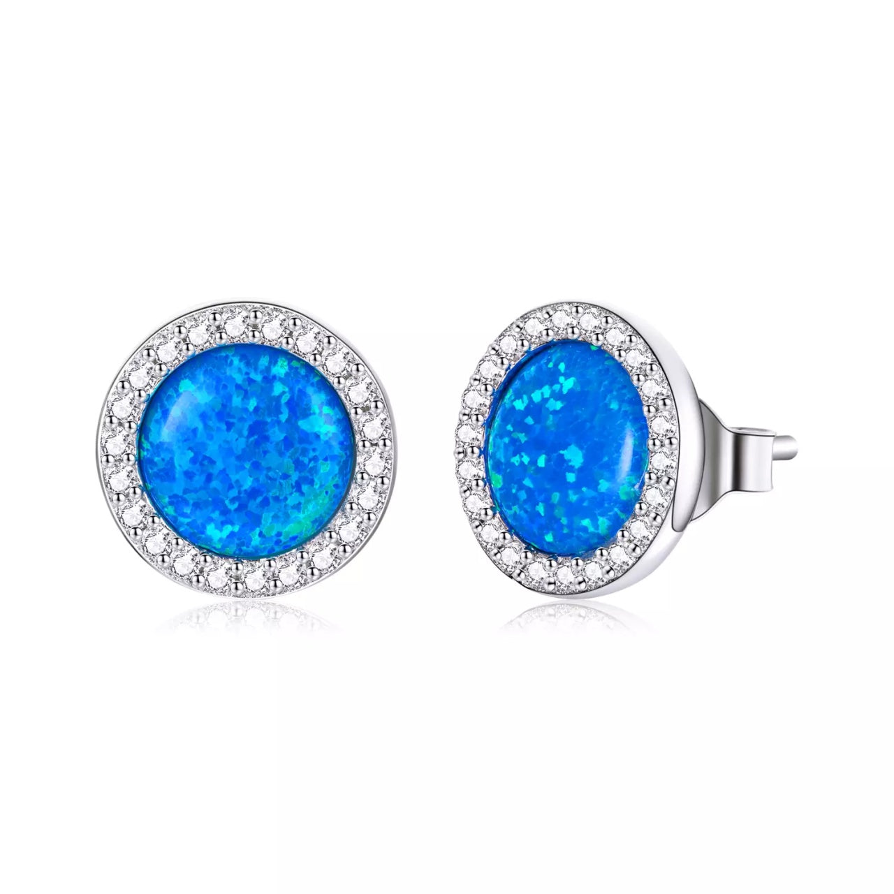 Cercei din argint Big Round Blue Crystal, Argint 925, Pentru Femei