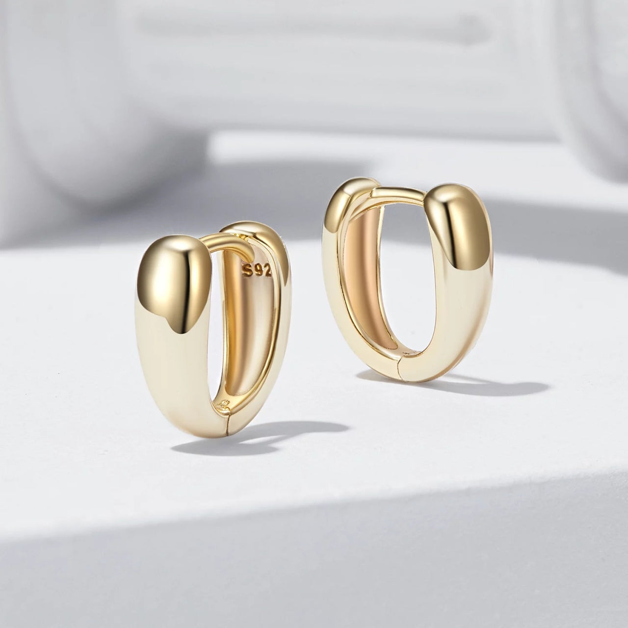 Cercei din argint Big Simple Gold, Argint 925, Pentru Femei