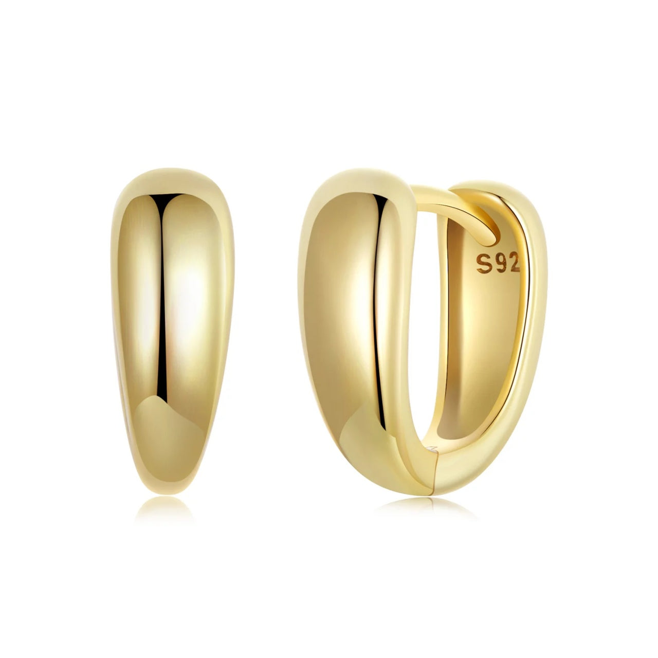 Cercei din argint Big Simple Gold, Argint 925, Pentru Femei