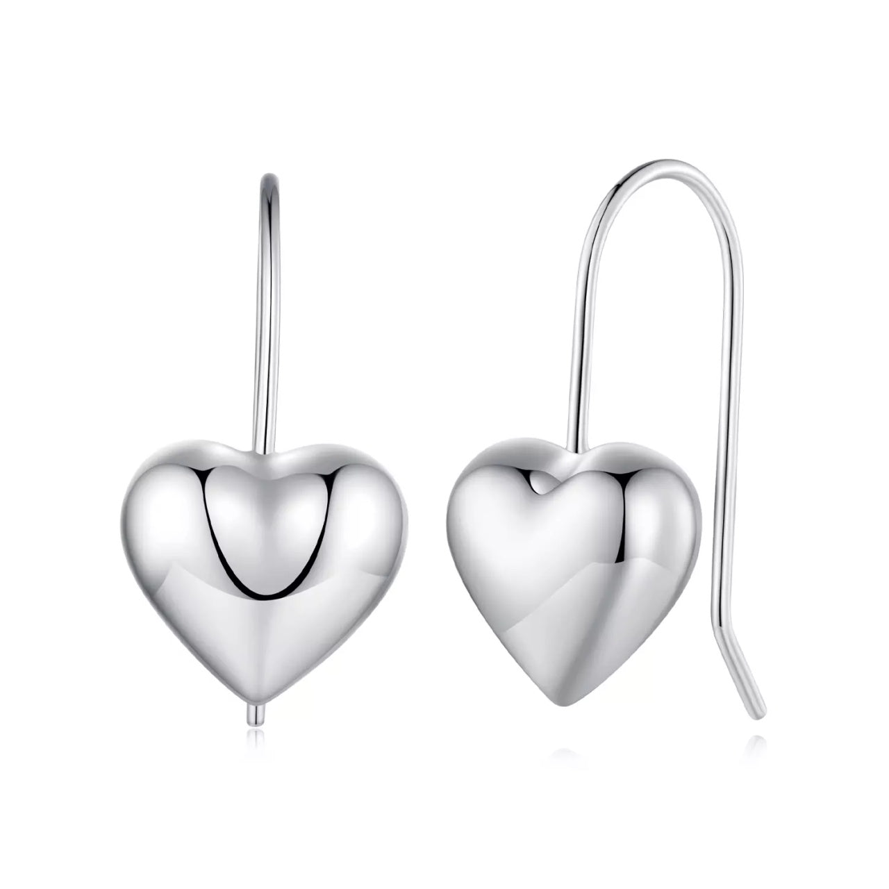 Cercei din argint Big Simple Heart, Argint 925, Pentru Femei