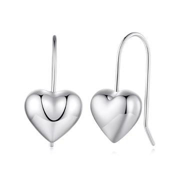 Cercei din argint Big Simple Heart, Argint 925, Pentru Femei