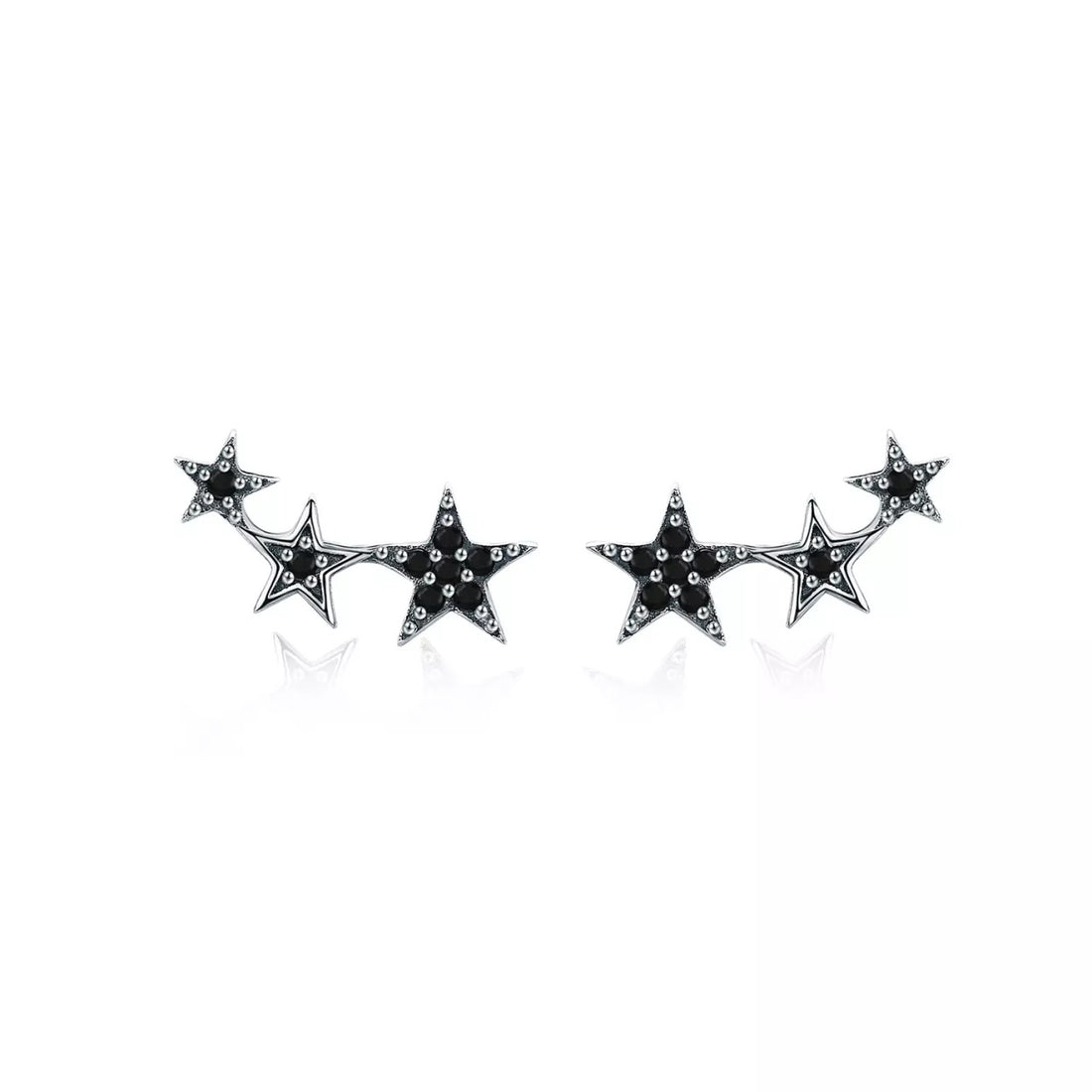 Cercei din argint Black Stars, Argint 925, Pentru Femei