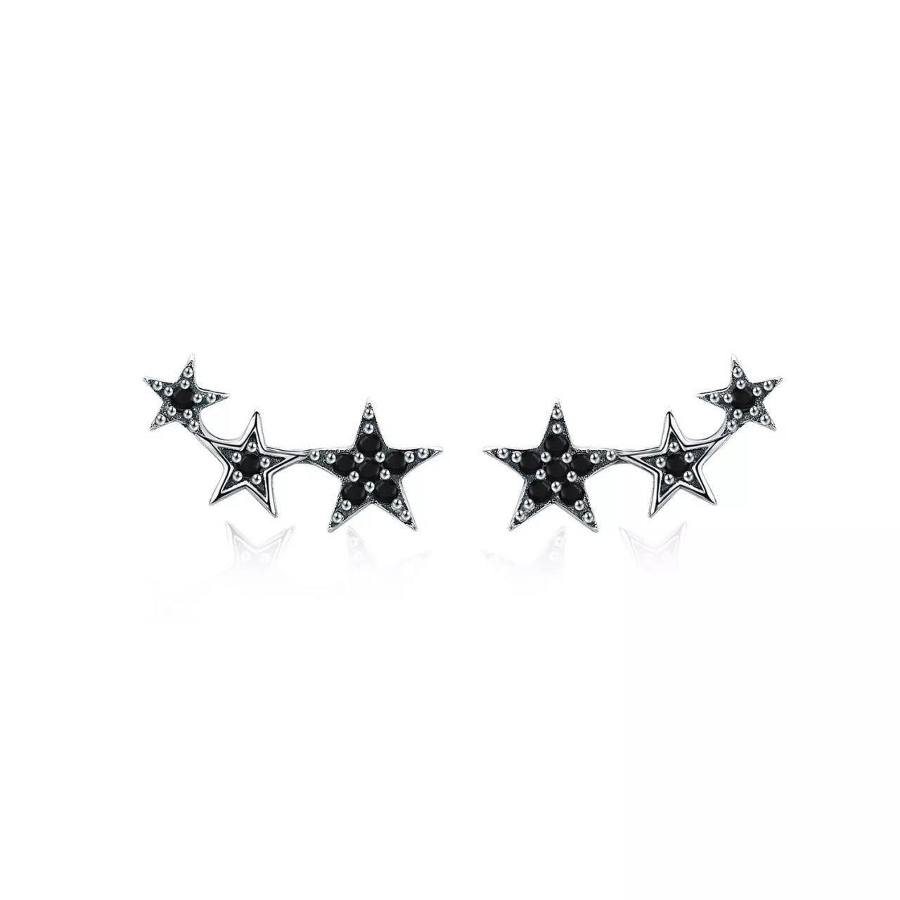 Cercei din argint Black Stars, Argint 925, Pentru Femei