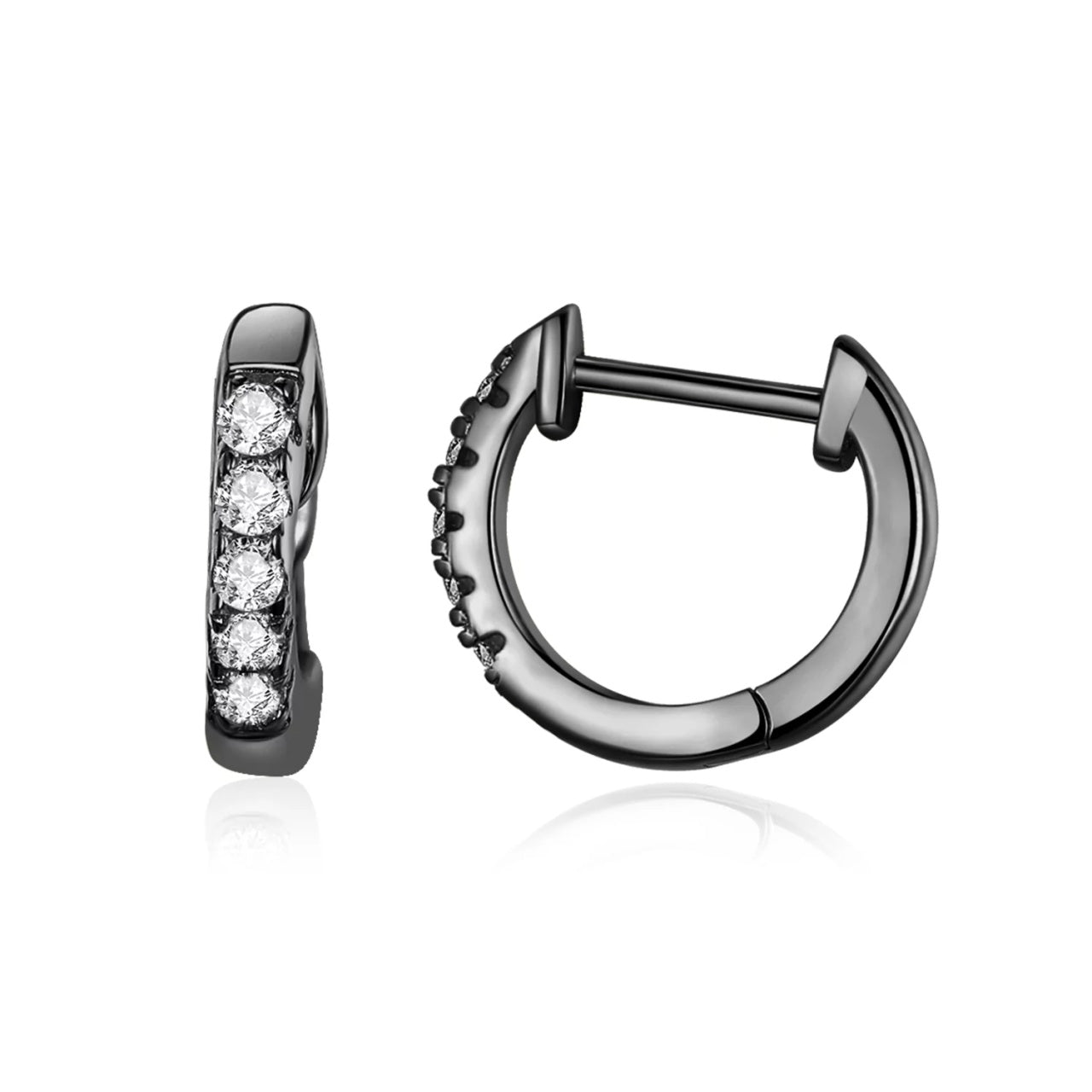 Cercei din argint Black Studded Circles, Argint 925, Pentru Femei
