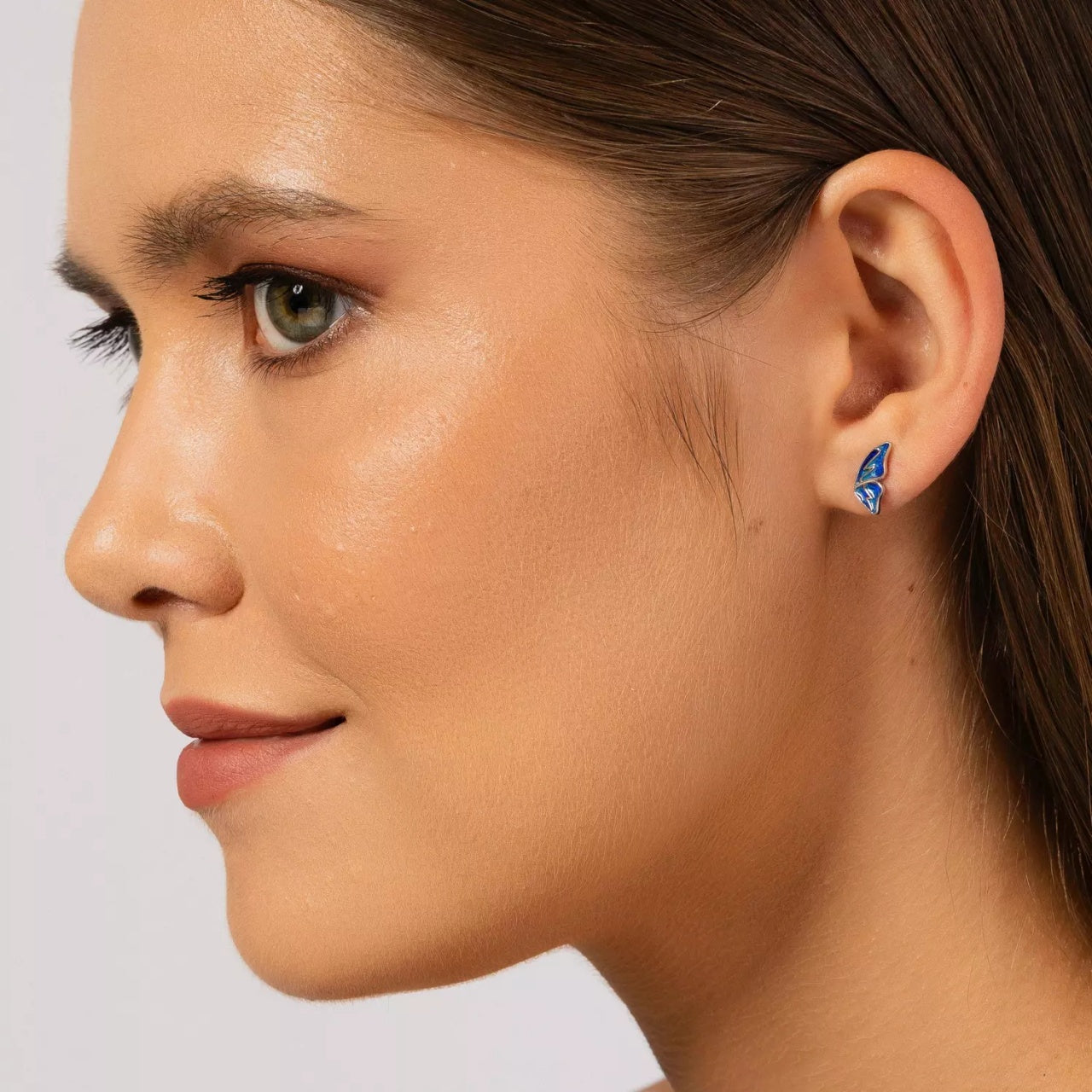 Cercei din argint Blue Butterfly Email, Argint 925, Pentru Femei
