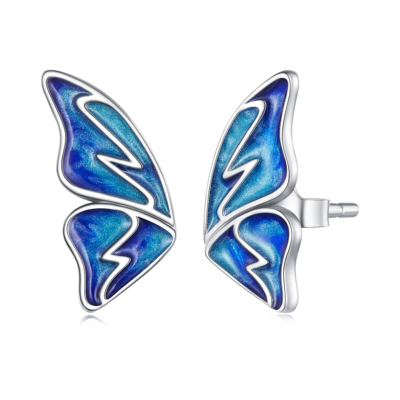 Cercei din argint Blue Butterfly Email, Argint 925, Pentru Femei